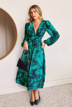 Lade das Bild in den Galerie-Viewer, Abstraktes Tiefer Ausschnitt Lang?rmeliges Midikleid
