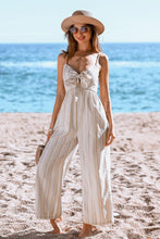 Lade das Bild in den Galerie-Viewer, Ärmelloser Jumpsuit mit Schleife und Streifenmuster
