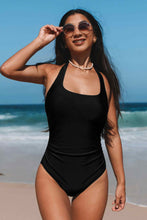 Lade das Bild in den Galerie-Viewer, Klassischer schwarzer Badeanzug mit quadratischem Halsausschnitt
