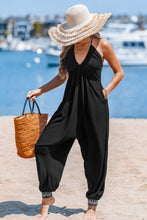 Lade das Bild in den Galerie-Viewer, Ärmelloser V-Ausschnitt Jumpsuit in Schwarz
