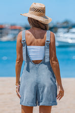 Lade das Bild in den Galerie-Viewer, Ärmelloser Tiefer Ausschnitt Denim-Strampler
