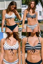 Lade das Bild in den Galerie-Viewer, Gestreifte Low-Waist Wendebikini-Set
