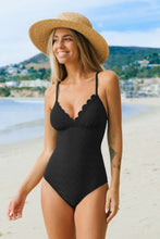 Lade das Bild in den Galerie-Viewer, Schwarzer Bauchkontrolle Jacquard-Badeanzug
