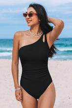 Lade das Bild in den Galerie-Viewer, Power Mesh Bauchkontrolle Asymmetrischer Badeanzug mit Rüschen
