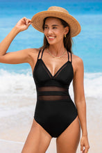 Lade das Bild in den Galerie-Viewer, Schwarzer Mesh-Badeanzug mit Ausschnitt und Bauchansatz
