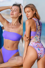 Lade das Bild in den Galerie-Viewer, 3-teiliges abstraktes Badeanzug- und Bikini-Set
