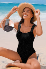 Lade das Bild in den Galerie-Viewer, Schwarzer Breite Träger Strukturierter Badeanzug
