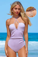 Lade das Bild in den Galerie-Viewer, Gerippter Lila Badeanzug mit V-Draht
