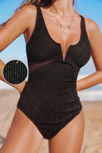 Lade das Bild in den Galerie-Viewer, Schwarzer Verstellbare Träger Leichter Brusthalt Badeanzug
