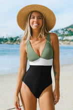Lade das Bild in den Galerie-Viewer, Farbblock Badeanzug mit V-Ausschnitt
