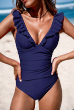 Lade das Bild in den Galerie-Viewer, Blauer Maximizer-Badeanzug mit Flatterträgern
