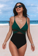 Lade das Bild in den Galerie-Viewer, Grün-schwarzer Bauchweg-Badeanzug
