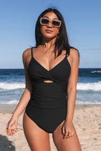 Lade das Bild in den Galerie-Viewer, Zeitloser schwarzer Badeanzug mit Rüschen

