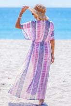 Lade das Bild in den Galerie-Viewer, Abstraktes Lila Tiefer Ausschnitt Maxi-Strandkleid
