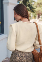 Lade das Bild in den Galerie-Viewer, Aprikose langärmeliger Strickpullover mit tiefem Ausschnitt
