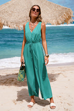 Lade das Bild in den Galerie-Viewer, Ärmelloser Aqua V-Ausschnitt Jumpsuit

