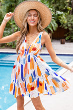 Lade das Bild in den Galerie-Viewer, Abstraktes  ärmelloses Minikleid mit tiefem Ausschnitt
