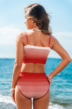 Lade das Bild in den Galerie-Viewer, Rotes Ombre Quadratischer Ausschnitt Bikini-Set
