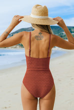 Lade das Bild in den Galerie-Viewer, Orangefarbener Bauchweg-Badeanzug mit Wellenschliff
