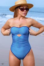 Lade das Bild in den Galerie-Viewer, Himmelblauer Lurex-Badeanzug mit abnehmbaren Trägern
