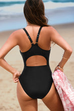 Lade das Bild in den Galerie-Viewer, Schwarzer Standard-Badeanzug mit Mesh-Taille
