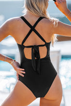 Lade das Bild in den Galerie-Viewer, Badeanzug mit überkreuzten Trägern in Schwarz
