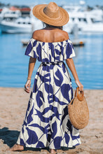 Lade das Bild in den Galerie-Viewer, Abstraktes Schulterfreies Maxikleid mit Seitenschlitz
