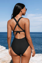 Lade das Bild in den Galerie-Viewer, Badeanzug mit tiefem Rückenausschnitt und Kreuzbändern
