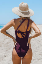 Lade das Bild in den Galerie-Viewer, Pflaume Asymmetrischer Bauchweg-Badeanzug
