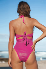 Lade das Bild in den Galerie-Viewer, Pink Neckholder-Badeanzug mit Schlüsselloch
