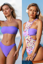 Lade das Bild in den Galerie-Viewer, 3-teiliges abstraktes Badeanzug- und Bikini-Set
