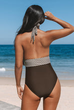 Lade das Bild in den Galerie-Viewer, Einteiliger Badeanzug mit Geodruck und Halfter
