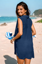 Lade das Bild in den Galerie-Viewer, Ärmelloses Cover-up-Minikleid mit geteiltem Ausschnitt
