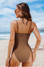 Lade das Bild in den Galerie-Viewer, Brauner Verstellbare Träger Badeanzug
