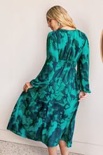 Lade das Bild in den Galerie-Viewer, Abstraktes Tiefer Ausschnitt Lang?rmeliges Midikleid
