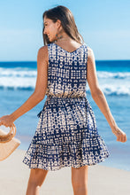 Lade das Bild in den Galerie-Viewer, Abstraktes ärmelloses Minikleid mit elastischer Taille
