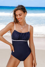 Lade das Bild in den Galerie-Viewer, Verstellbare Träger Leichter Halt Badeanzug mit Kontrastbesatz
