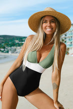 Lade das Bild in den Galerie-Viewer, Farbblock Badeanzug mit V-Ausschnitt
