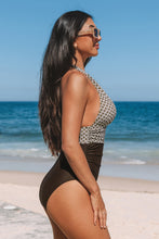 Lade das Bild in den Galerie-Viewer, Einteiliger Badeanzug mit Geodruck und Halfter
