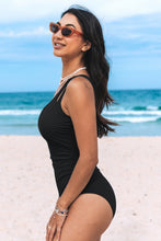 Lade das Bild in den Galerie-Viewer, Power Mesh Bauchkontrolle Asymmetrischer Badeanzug mit Rüschen
