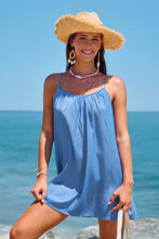 Lade das Bild in den Galerie-Viewer, Ärmelloses Gerafftes Denim Mini-Jeanskleid
