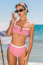 Lade das Bild in den Galerie-Viewer, Rosa High-Waist Bügel-Bikini-Set

