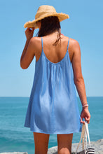 Lade das Bild in den Galerie-Viewer, Ärmelloses Gerafftes Denim Mini-Jeanskleid
