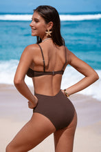 Lade das Bild in den Galerie-Viewer, Brauner Tiefer Ausschnitt Monokini-Badeanzug
