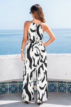 Lade das Bild in den Galerie-Viewer, Abstrakter Hoher Ausschnitt Jumpsuit mit Taillengürtel
