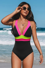 Lade das Bild in den Galerie-Viewer, Leichter Halt Tropischer Colorblock-Badeanzug
