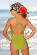 Lade das Bild in den Galerie-Viewer, Grassgrüner Tiefer Ausschnitt Bauchweg-Badeanzug
