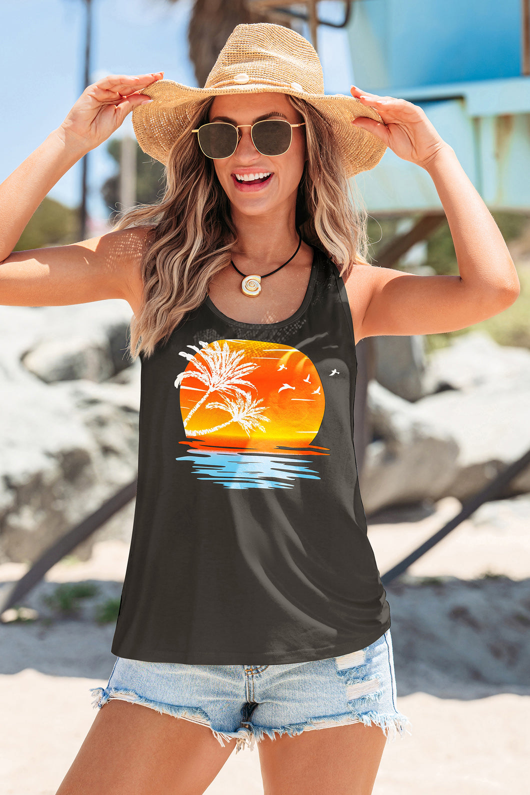 ?rmelloses Tank-Top mit Grafikprint