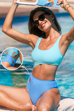 Lade das Bild in den Galerie-Viewer, Colorblock Breite Träger Cut-outs Bauchweg-Badeanzug
