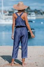 Lade das Bild in den Galerie-Viewer, Ärmelloser Denim Jumpsuit mit Kordelzug
